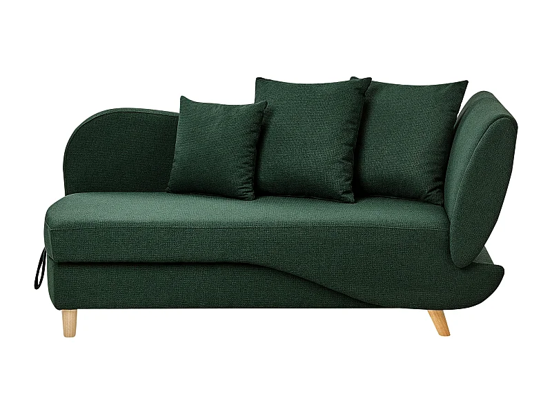 Chaise longue côté droit MERI Lin synthétique Vert avec rangement
