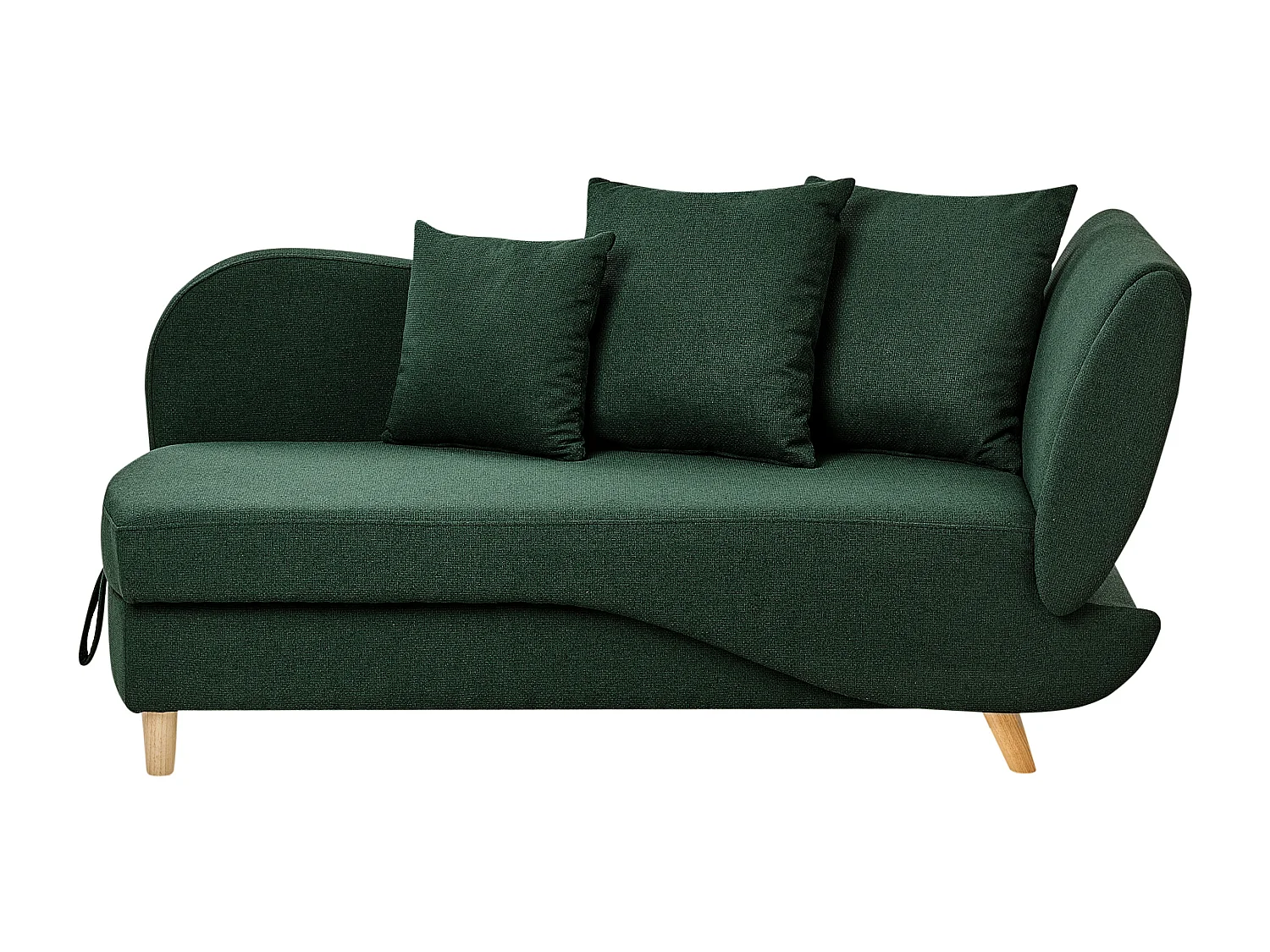 Chaise longue côté droit MERI Lin synthétique Vert avec rangement