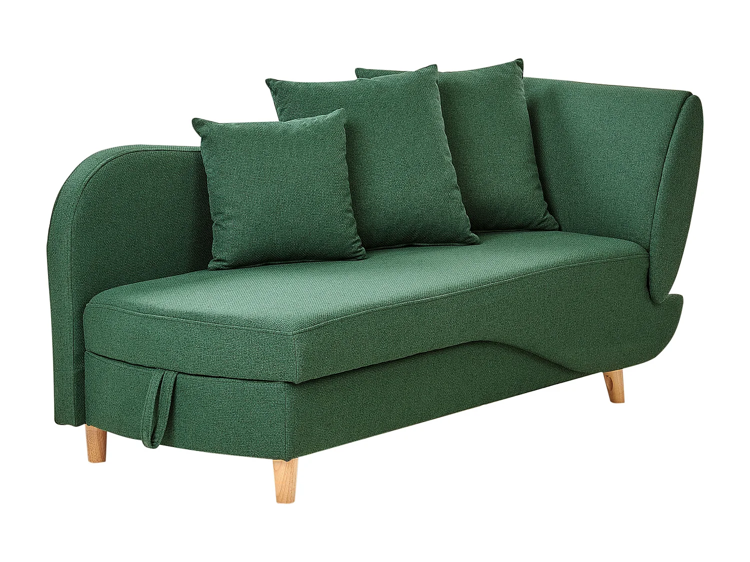 Chaise longue côté droit MERI Lin synthétique Vert avec rangement