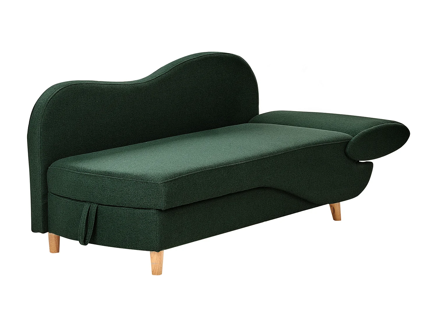 Chaise longue côté droit MERI Lin synthétique Vert avec rangement