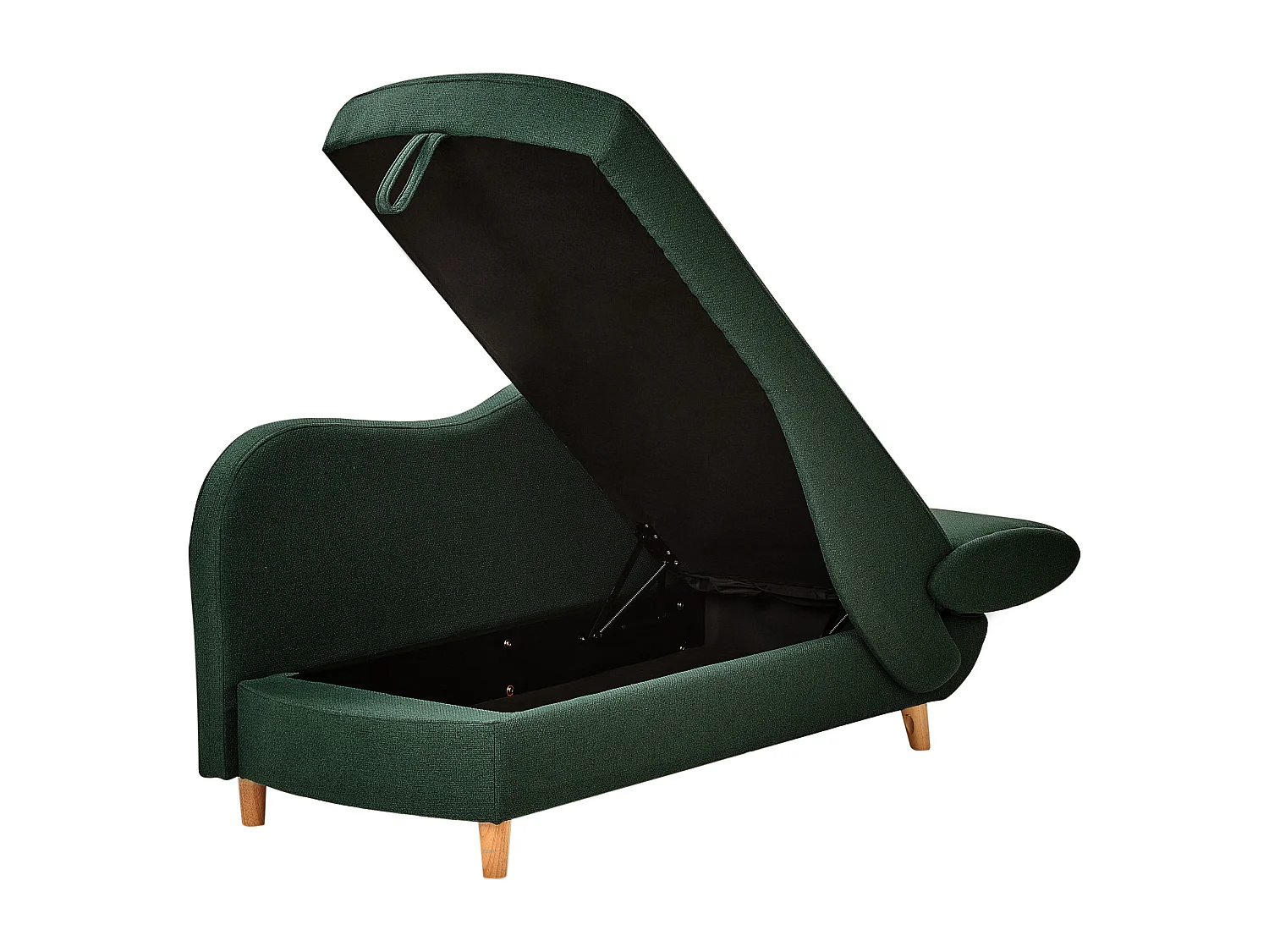 Chaise longue côté droit MERI Lin synthétique Vert avec rangement