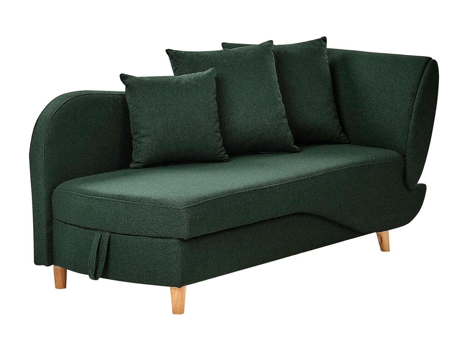 Chaise longue côté droit MERI Lin synthétique Vert avec rangement