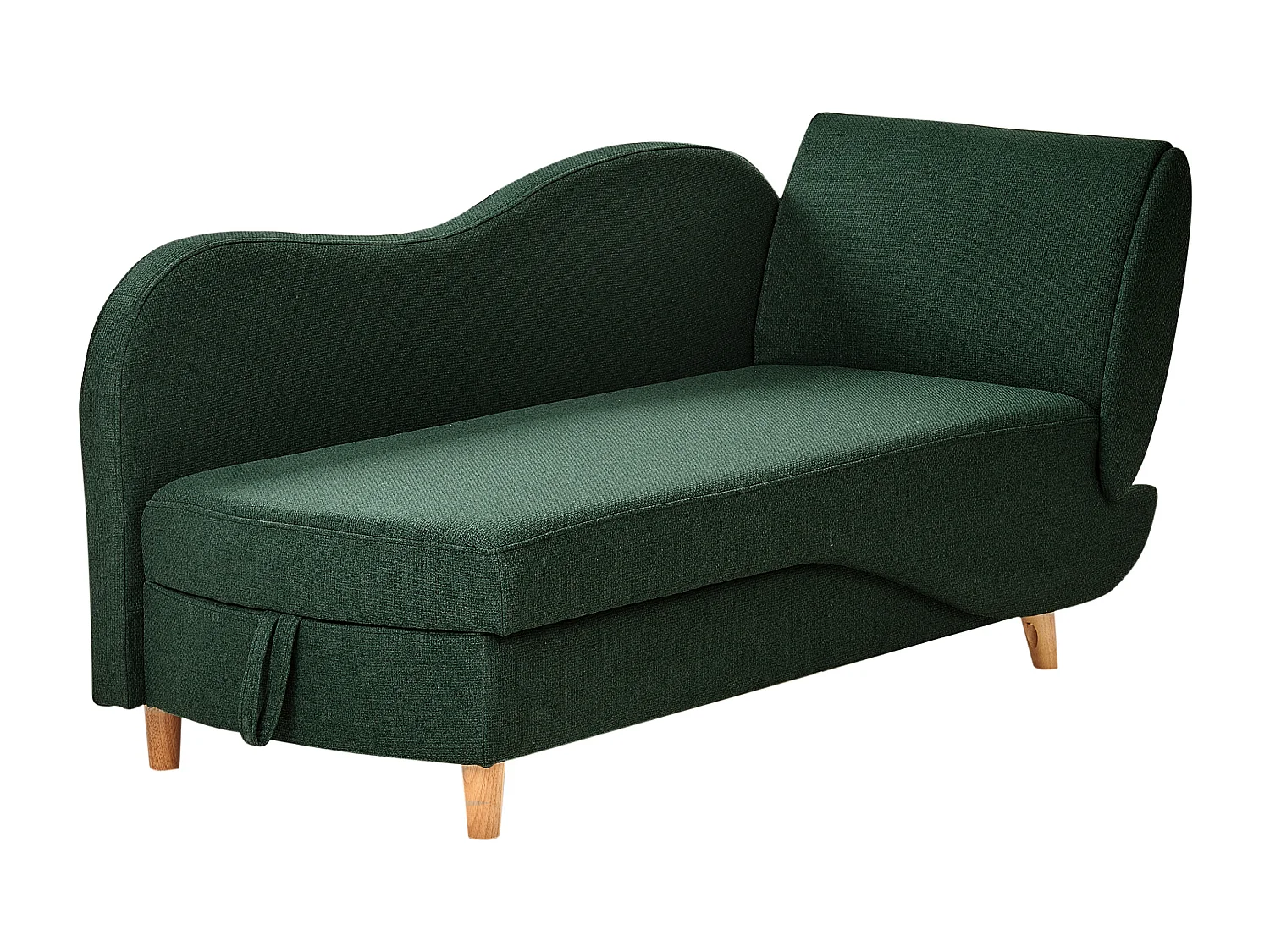 Chaise longue côté droit MERI Lin synthétique Vert avec rangement