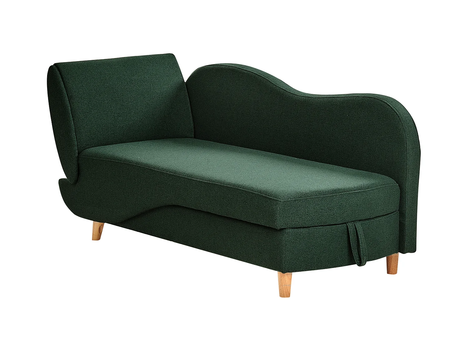 Chaise longue côté droite MERI Lin synthétique Vert avec rangement