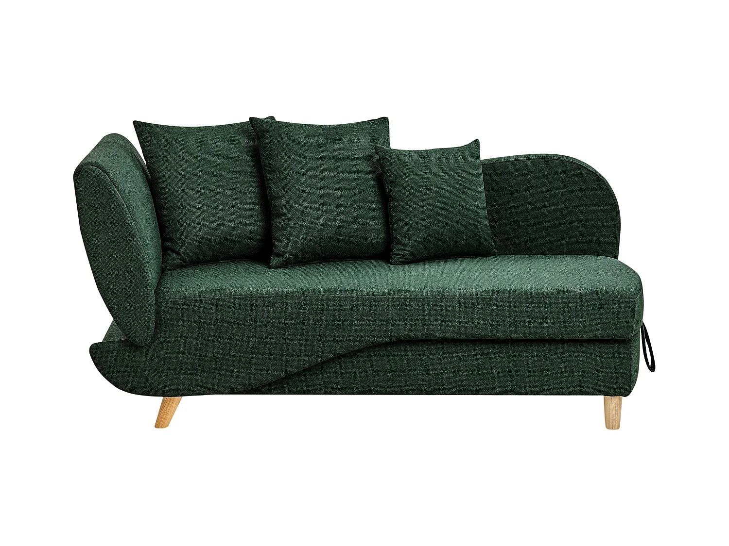 Chaise longue côté droite MERI Lin synthétique Vert avec rangement