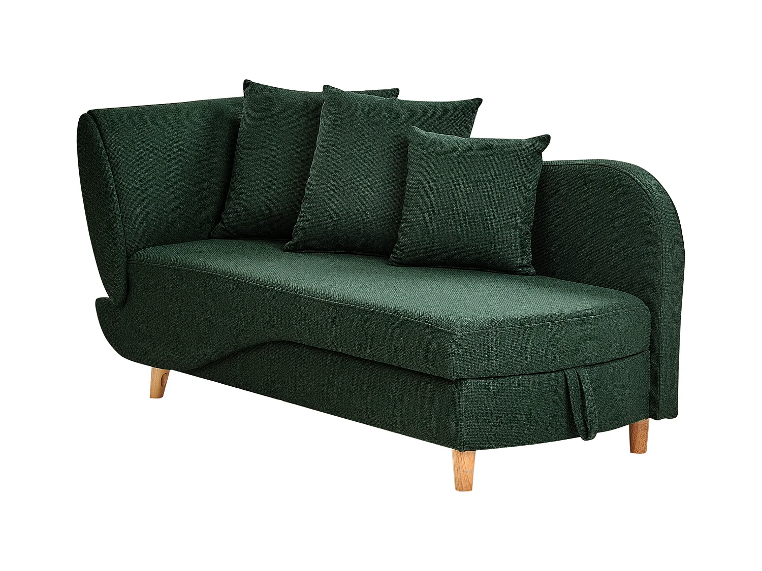 Chaise longue côté droite MERI Lin synthétique Vert avec rangement