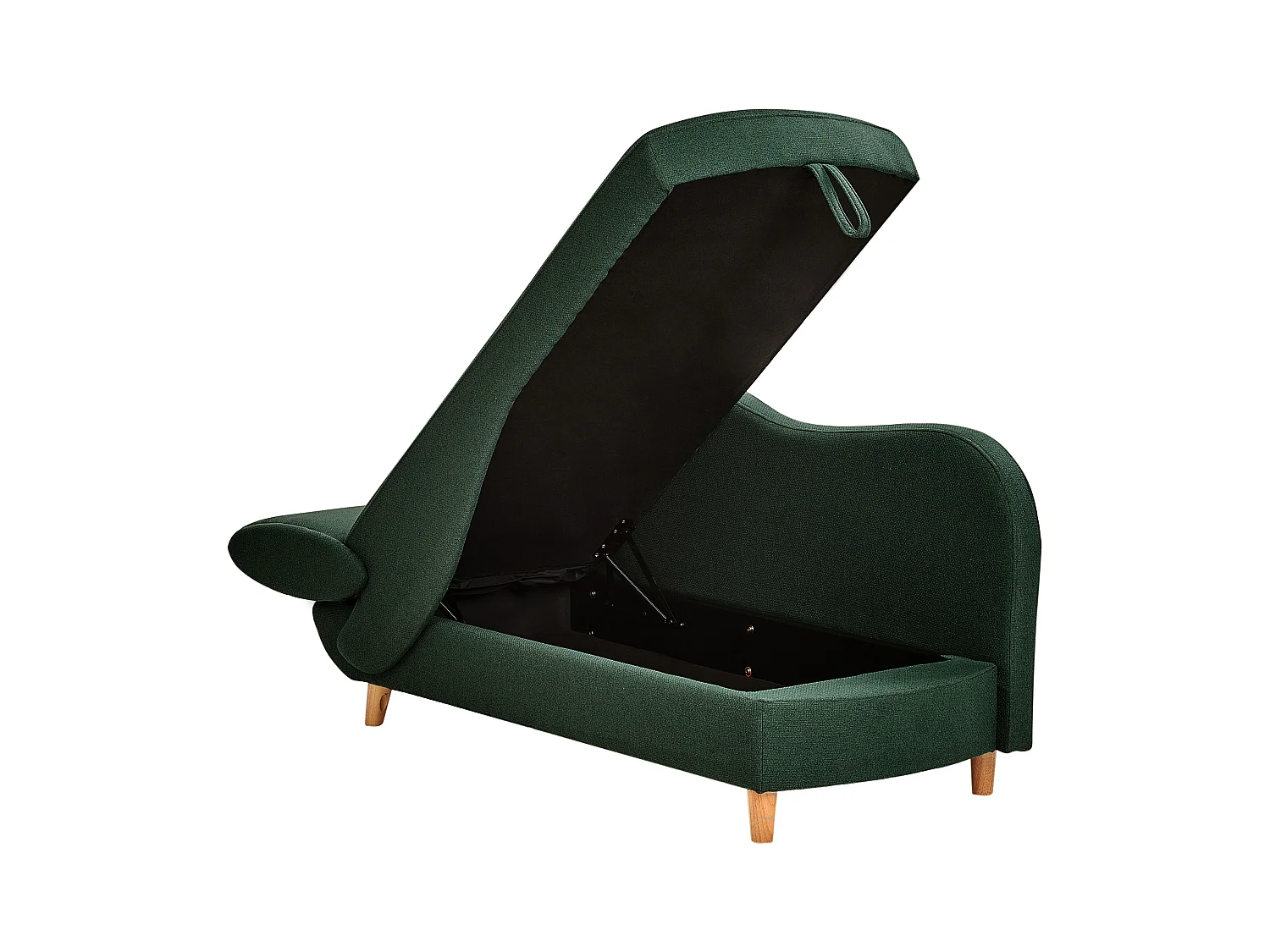 Chaise longue côté droite MERI Lin synthétique Vert avec rangement