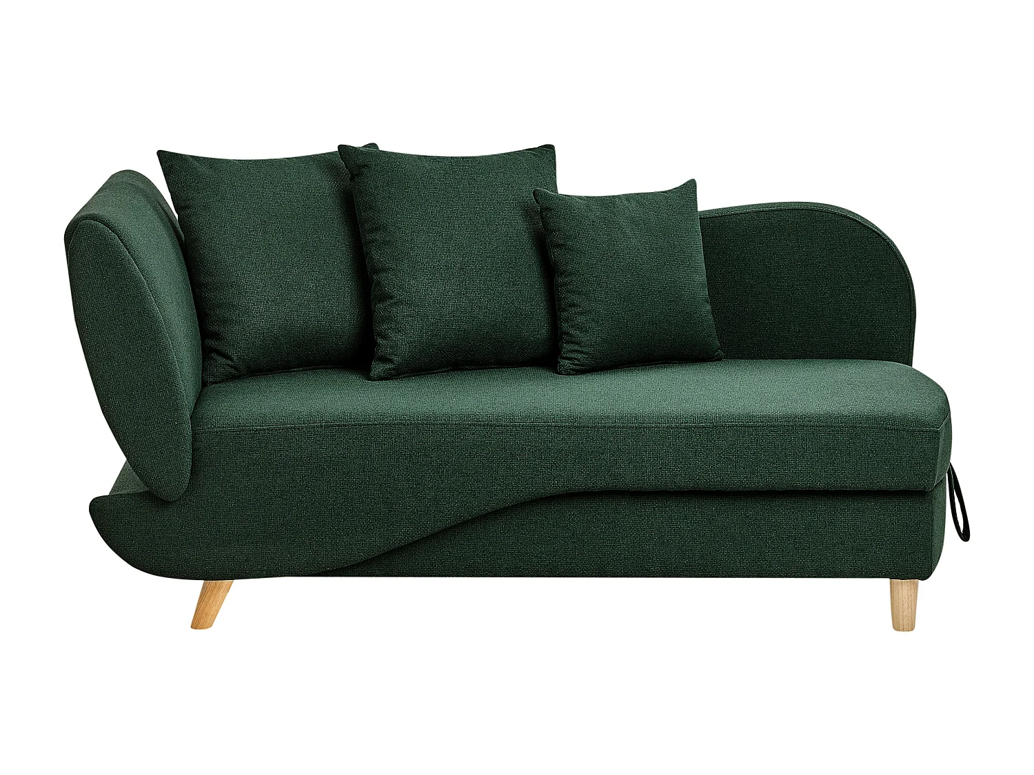 Chaise longue côté droite MERI Lin synthétique Vert avec rangement