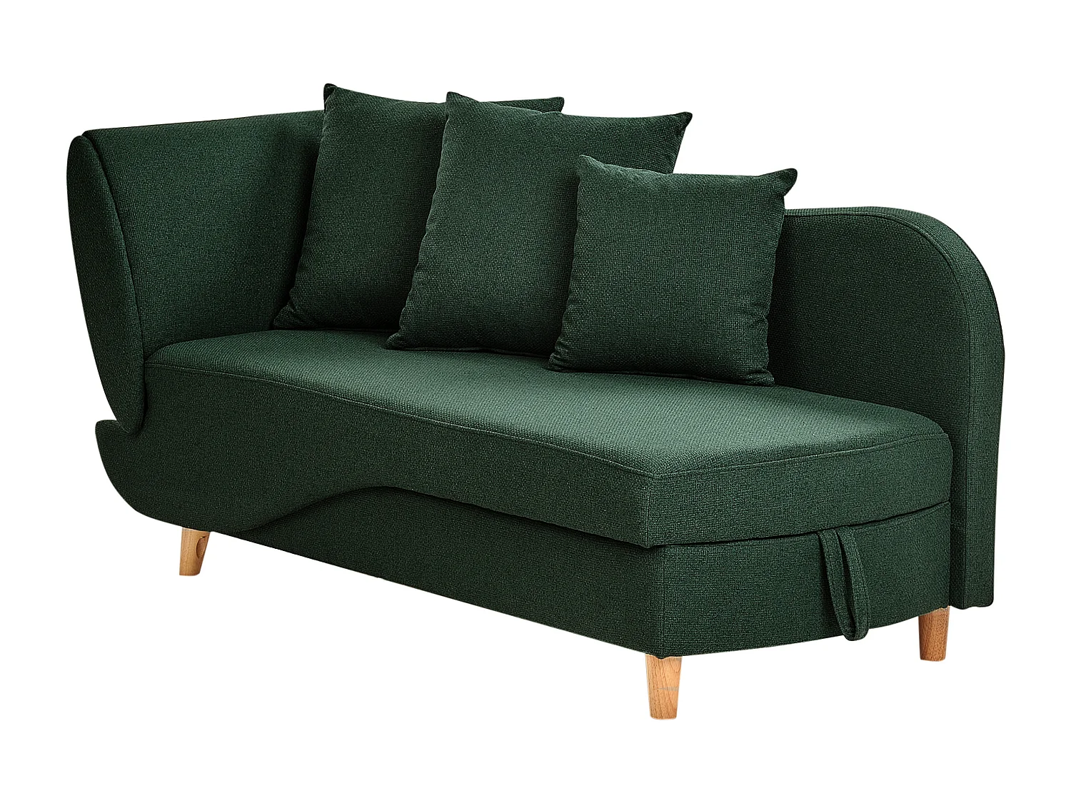 Chaise longue côté droite MERI Lin synthétique Vert avec rangement