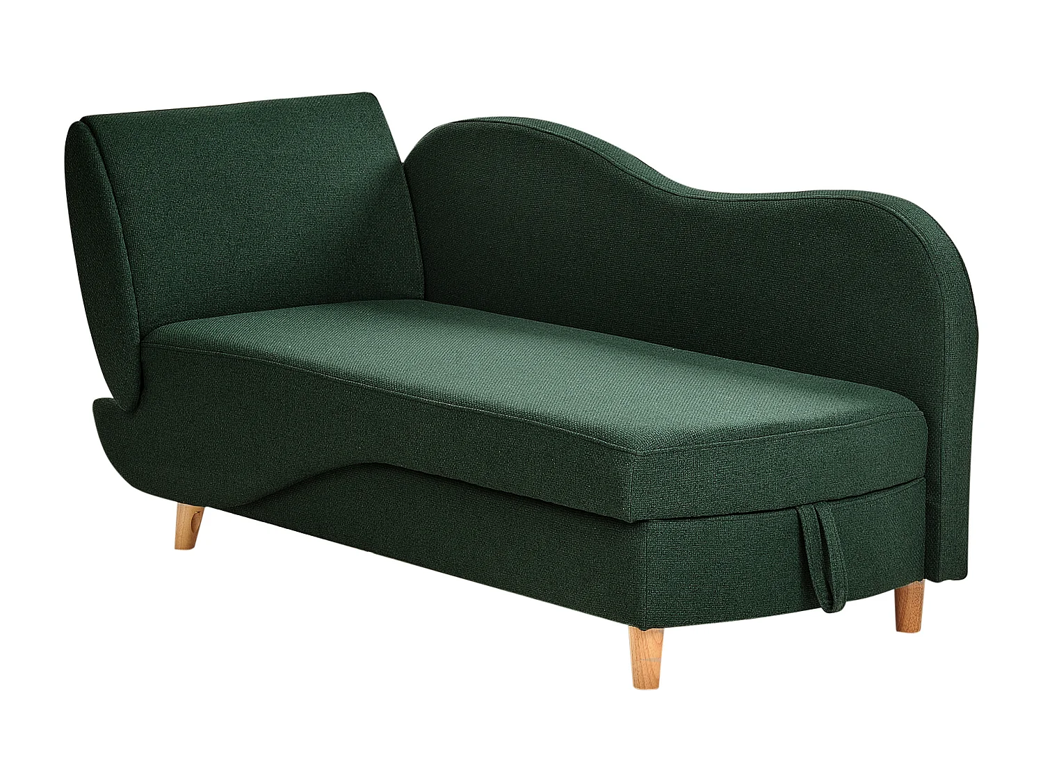 Chaise longue izquierdo MERI Lino sintético Verde con almacenaje