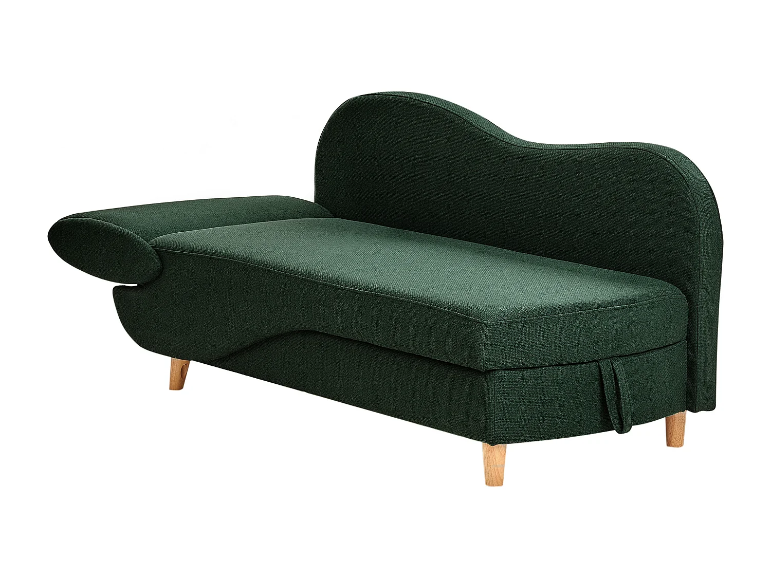 Chaise longue izquierdo MERI Lino sintético Verde con almacenaje