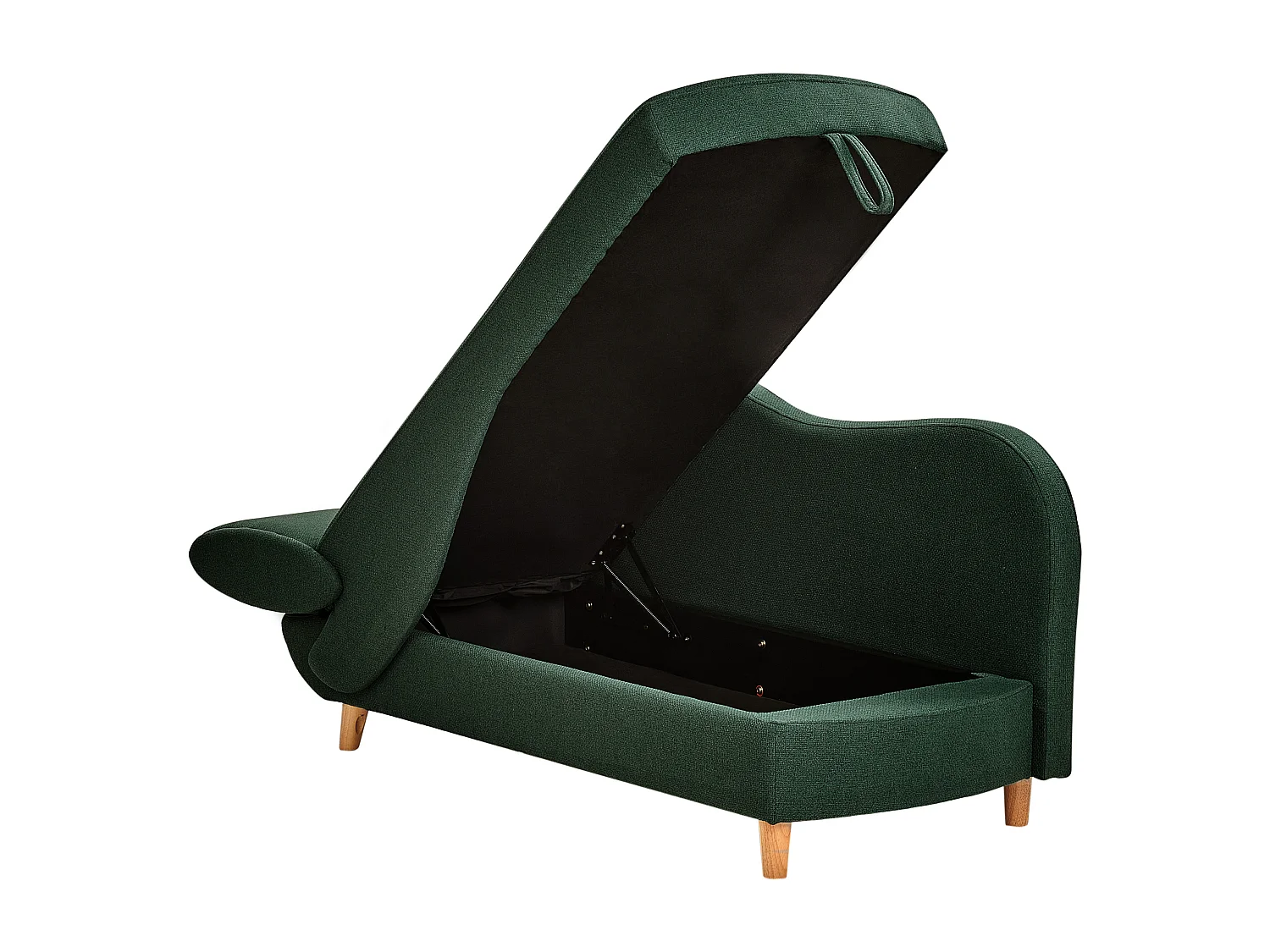 Chaise longue izquierdo MERI Lino sintético Verde con almacenaje