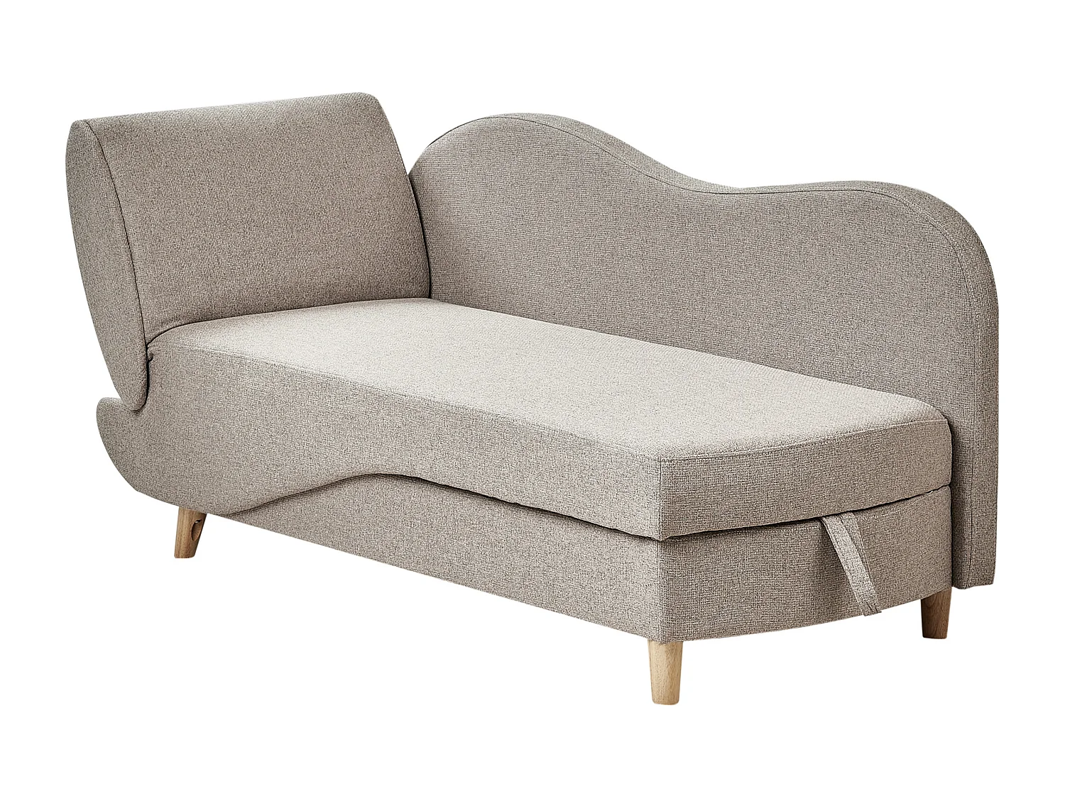 Chaise longue côté droite MERI Lin synthétique Marron clair avec rangement