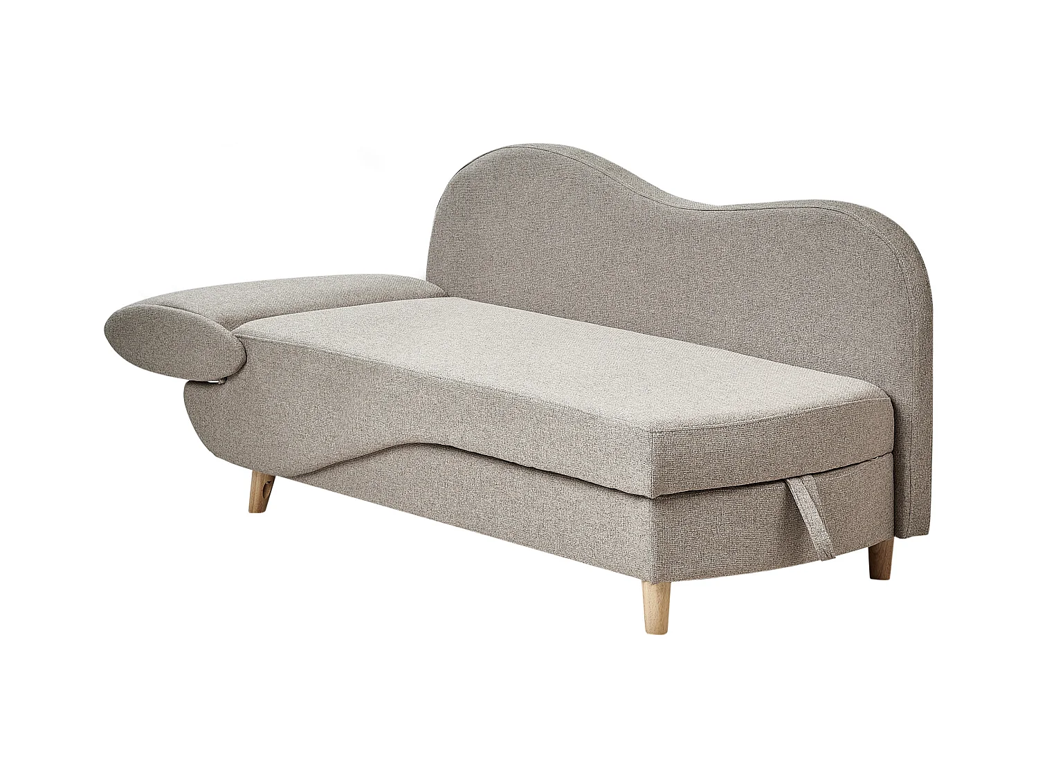 Chaise longue côté droite MERI Lin synthétique Marron clair avec rangement