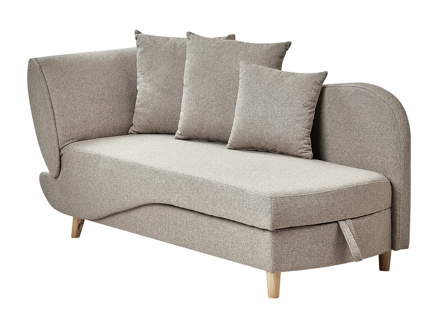 Chaise longue côté droite MERI Lin synthétique Marron clair avec rangement