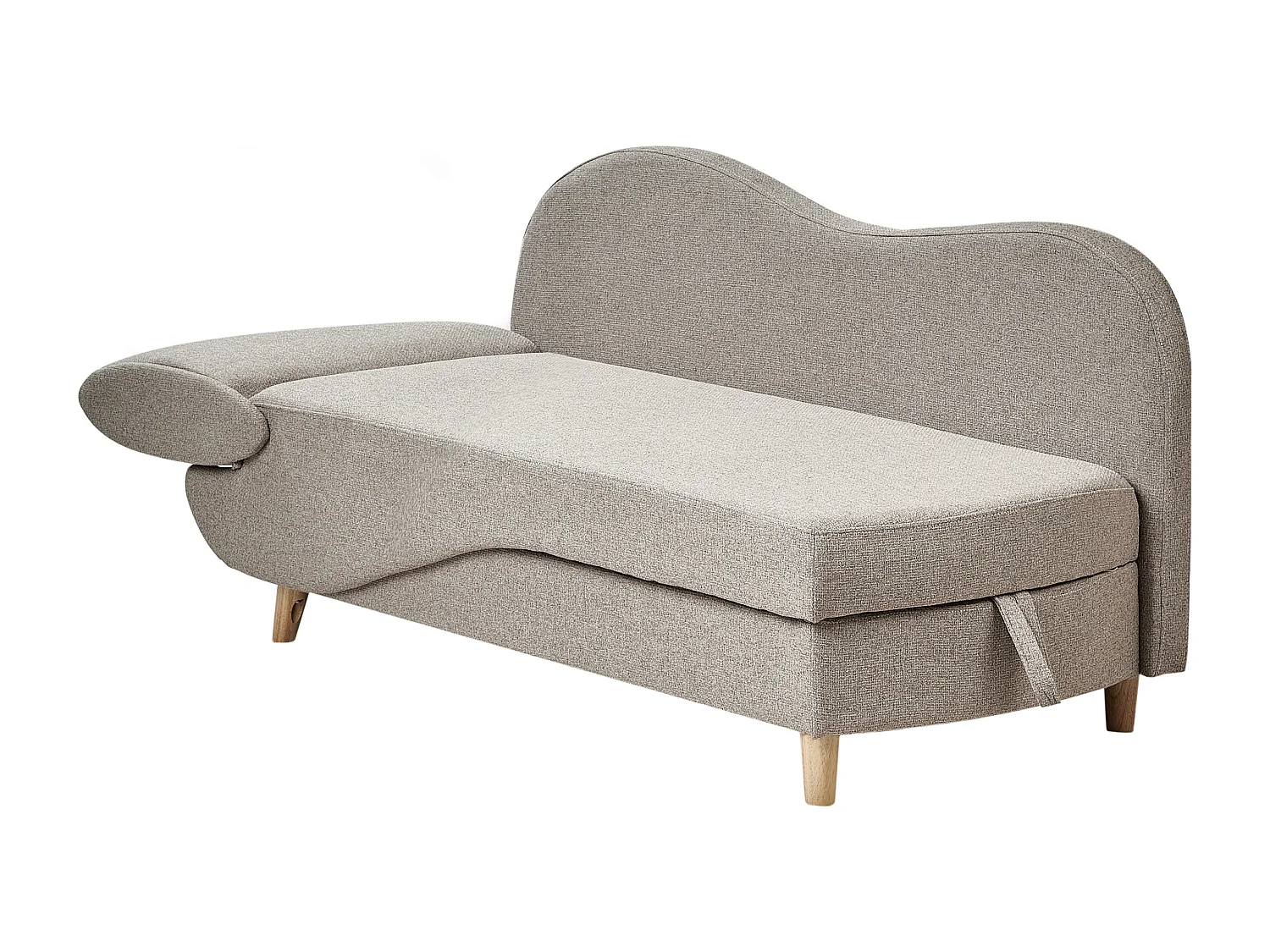 Chaise longue côté droite MERI Lin synthétique Marron clair avec rangement