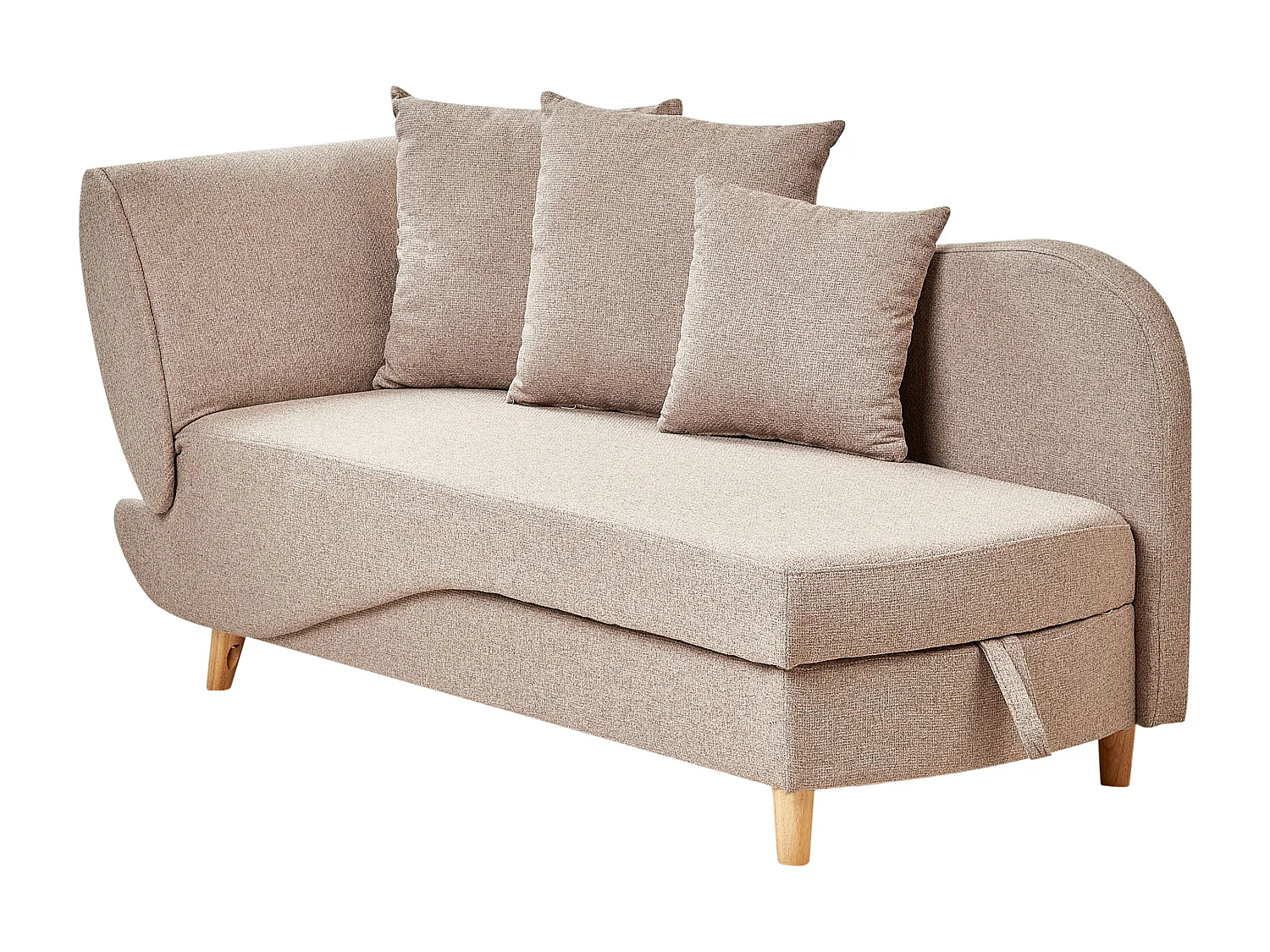 Chaise longue izquierdo MERI Lino sintético Marrón claro con almacenaje