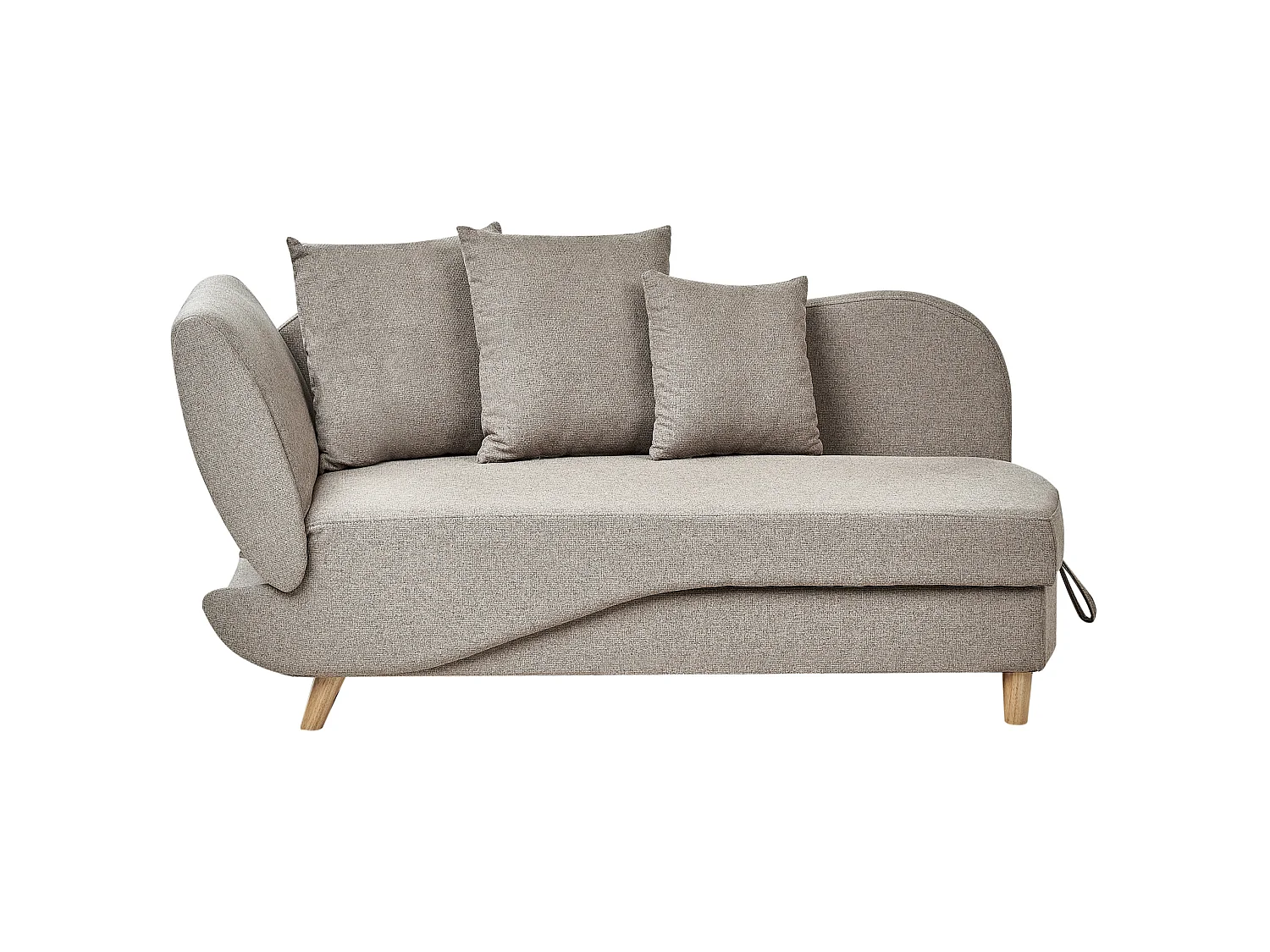 Chaise longue côté gauche MERI Lin synthétique Marron clair avec rangement