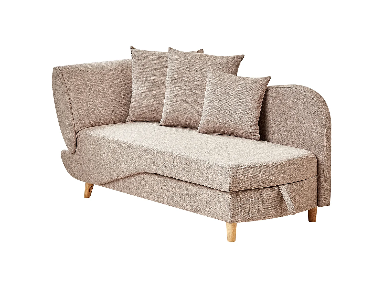 Chaise longue côté gauche MERI Lin synthétique Marron clair avec rangement