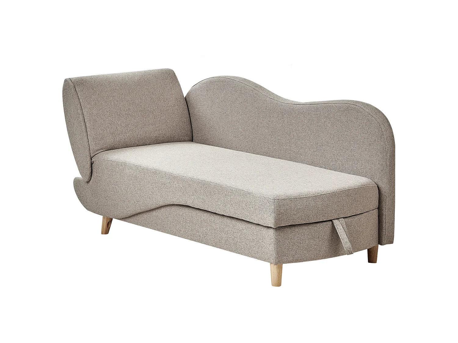 Chaise longue côté gauche MERI Lin synthétique Marron clair avec rangement