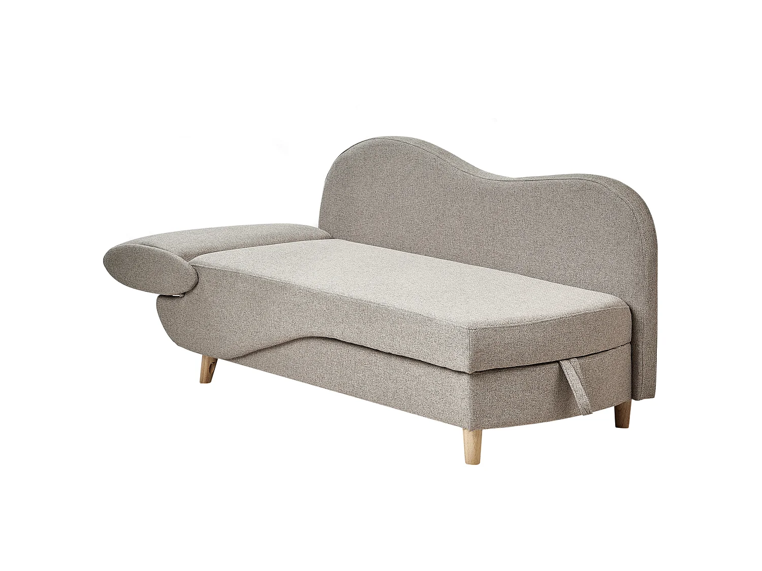 Chaise longue côté gauche MERI Lin synthétique Marron clair avec rangement