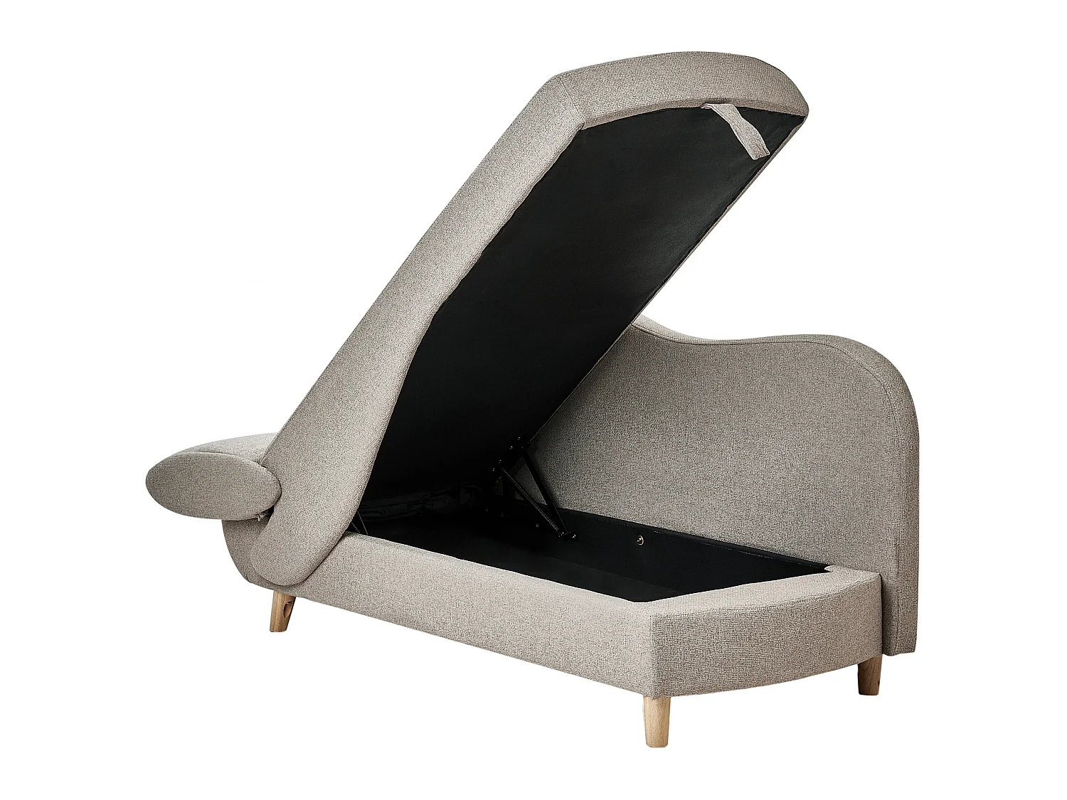 Chaise longue côté gauche MERI Lin synthétique Marron clair avec rangement