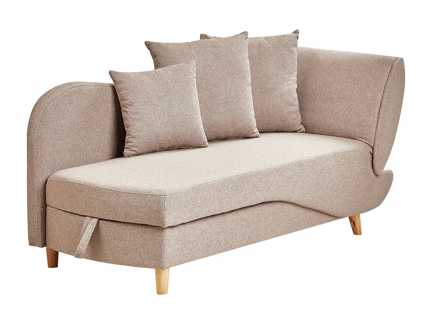 Chaise longue versione destra MERI Lino sintetico Marrone chiaro con contenitore