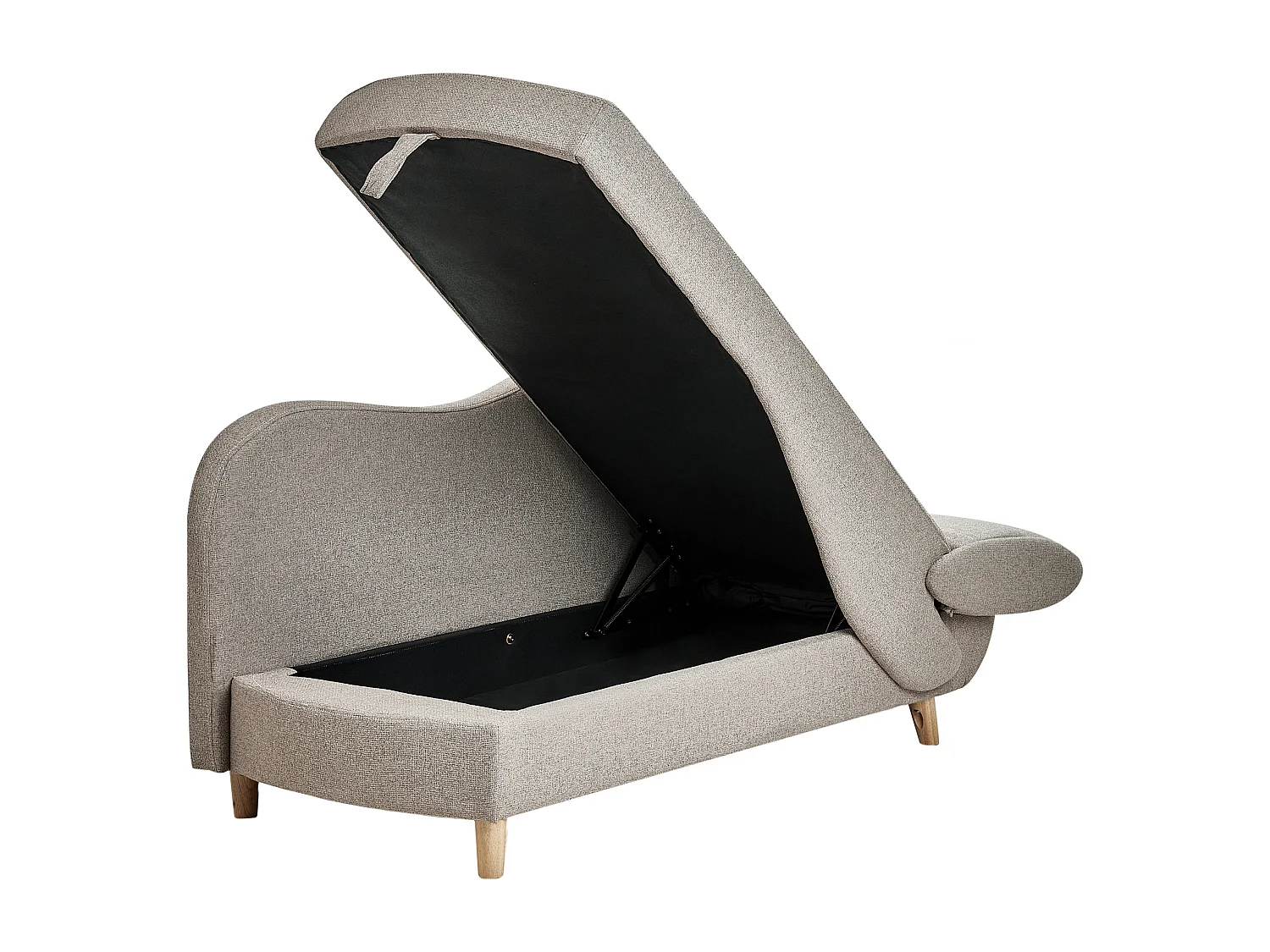 Chaise longue versione destra MERI Lino sintetico Marrone chiaro con contenitore