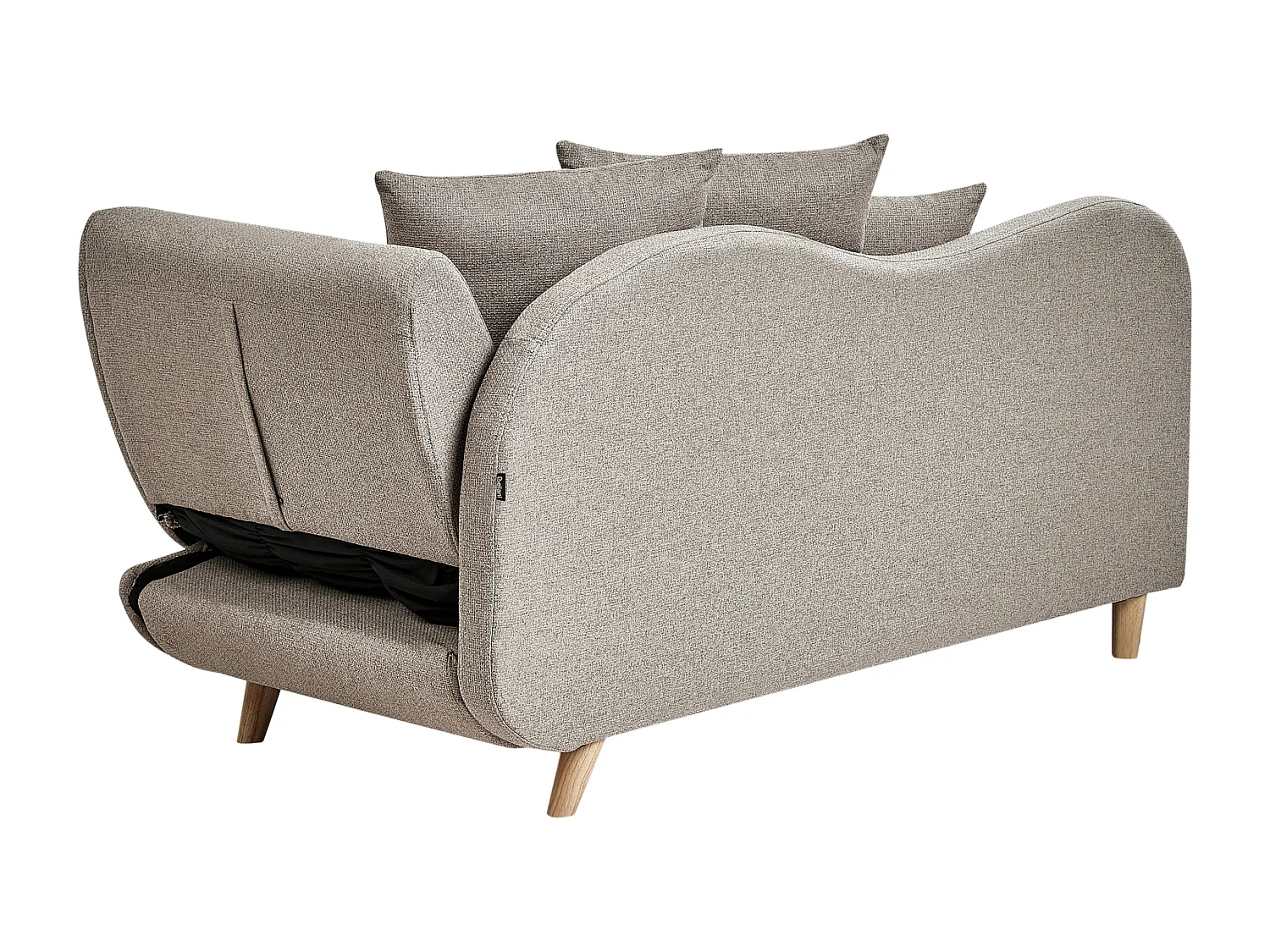 Chaise longue versione destra MERI Lino sintetico Marrone chiaro con contenitore