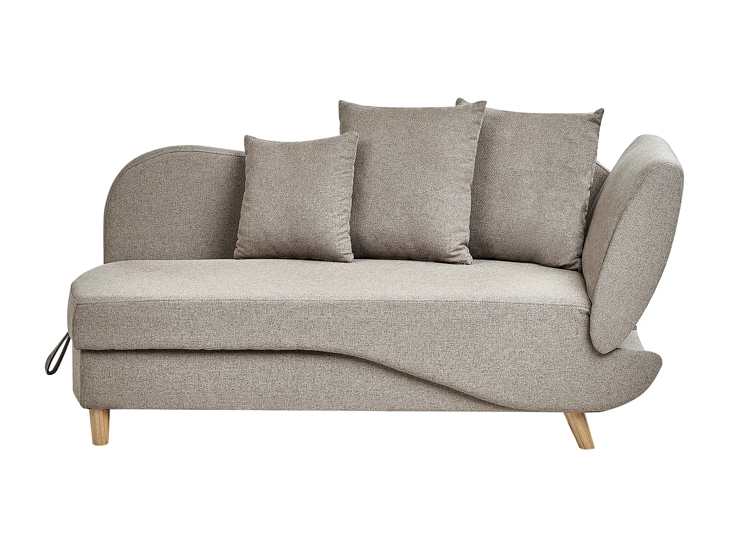 Chaise longue côté droit MERI Lin synthétique Marron clair avec rangement