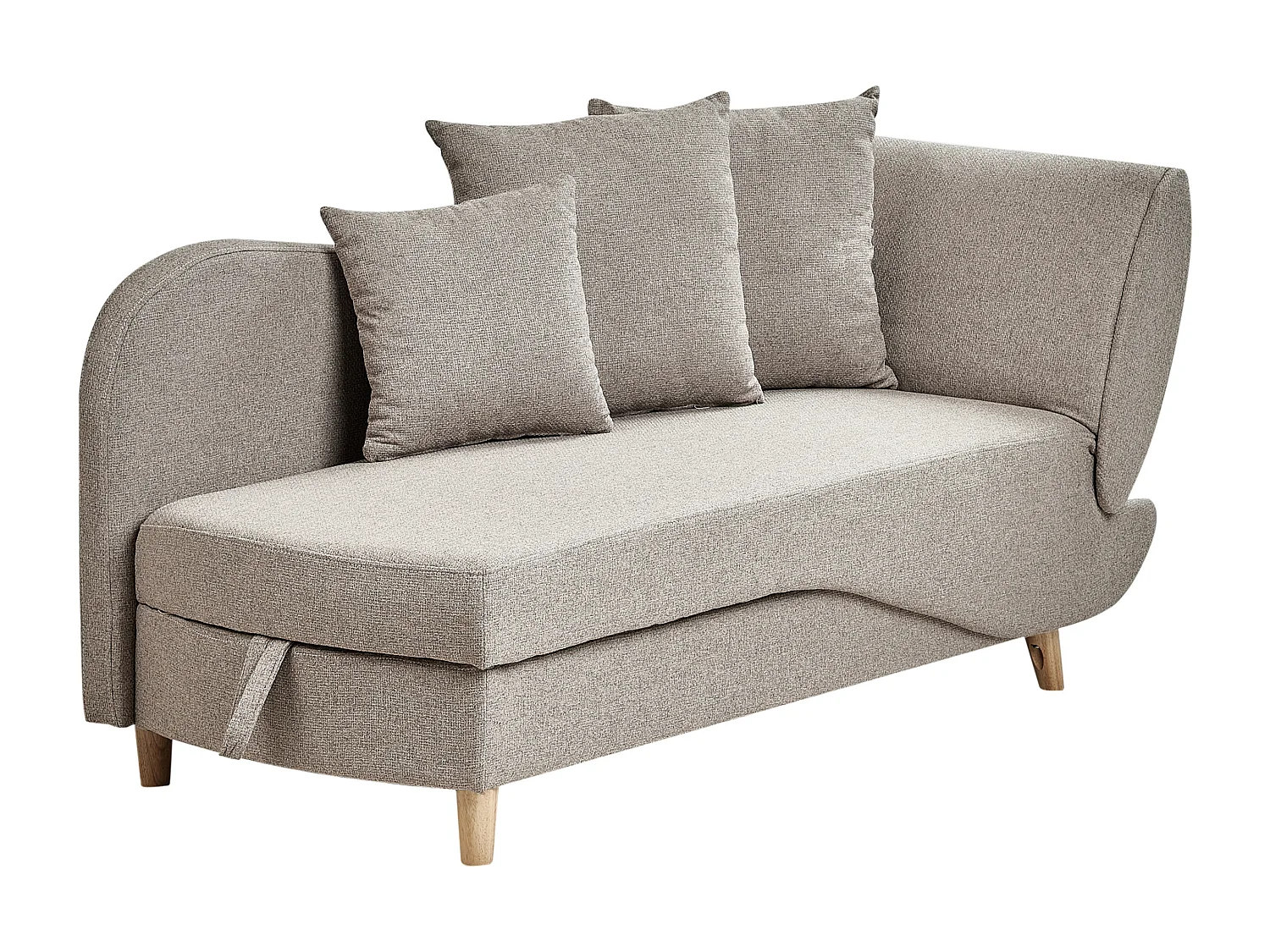 Chaise longue côté droit MERI Lin synthétique Marron clair avec rangement