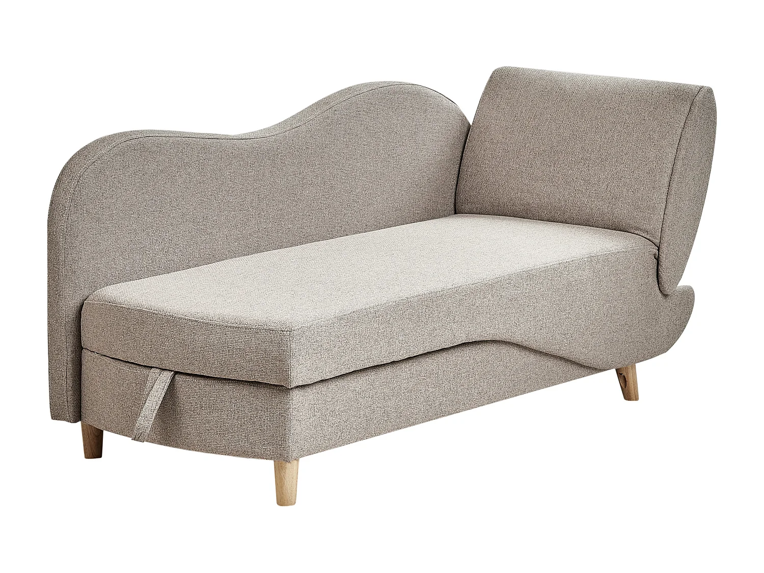 Chaise longue côté droit MERI Lin synthétique Marron clair avec rangement