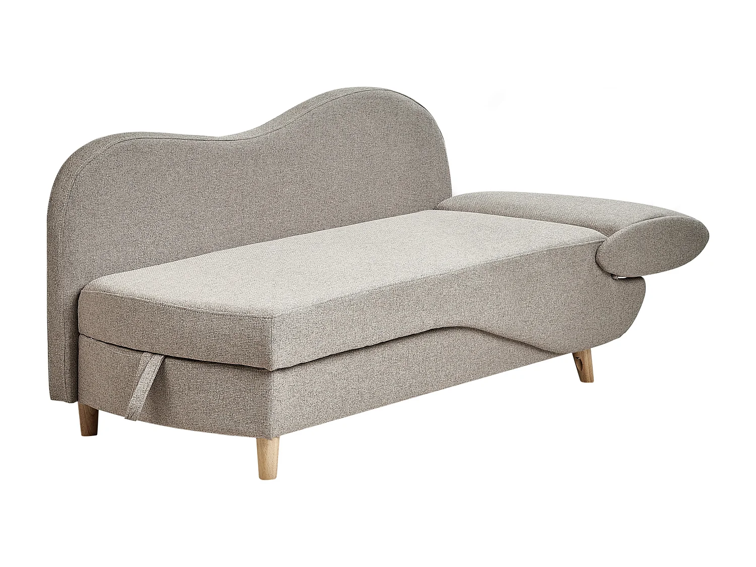 Chaise longue côté droit MERI Lin synthétique Marron clair avec rangement