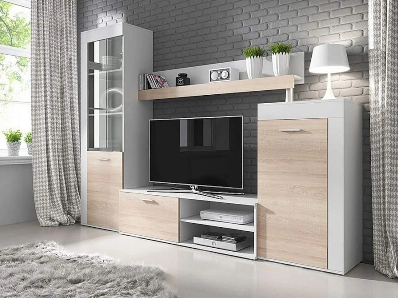 Rita wandmeubel (Wit-Sonoma Eiken)