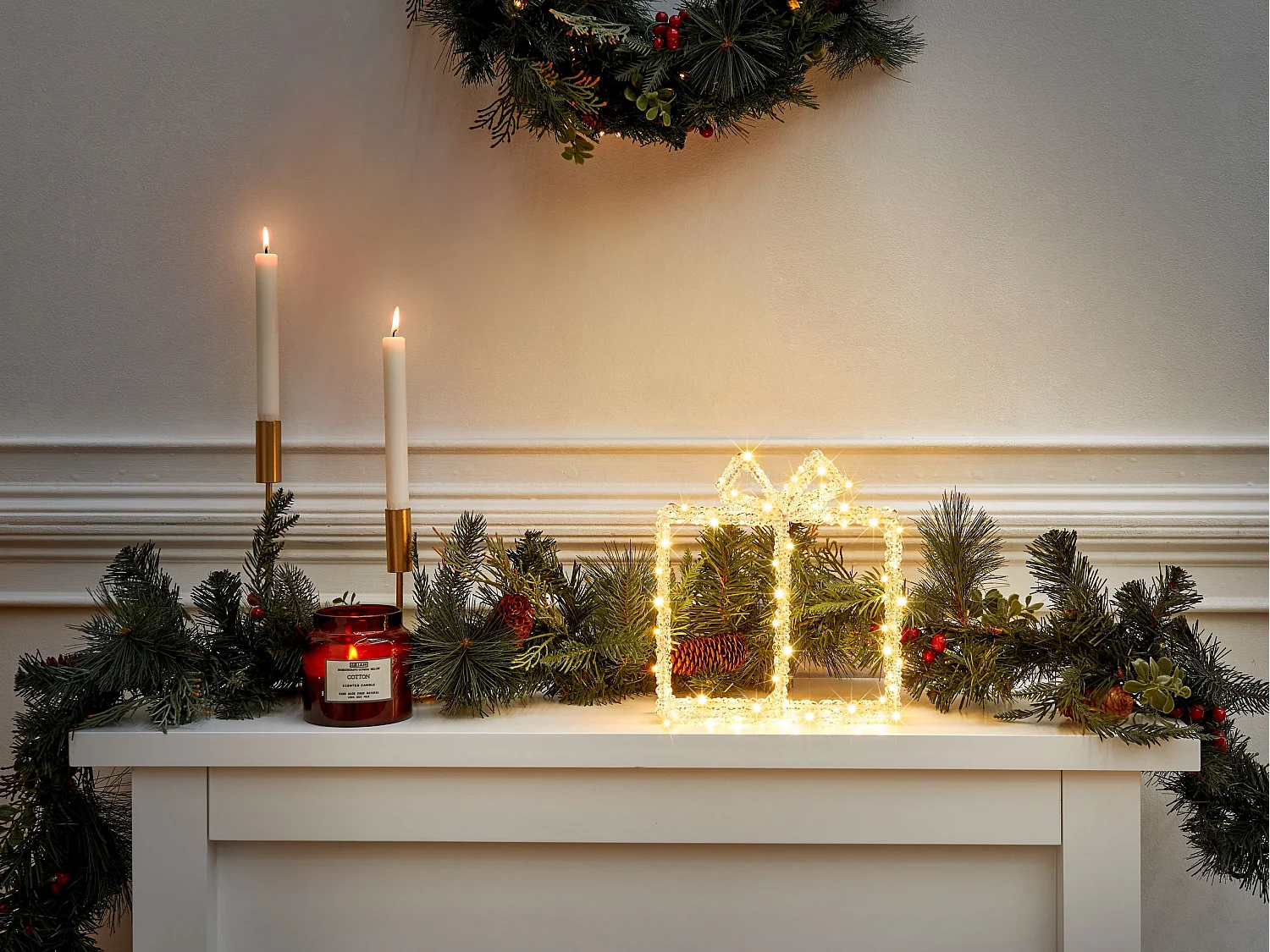 Decorazione regalo di Natale LED bianco 25 cm KEMI