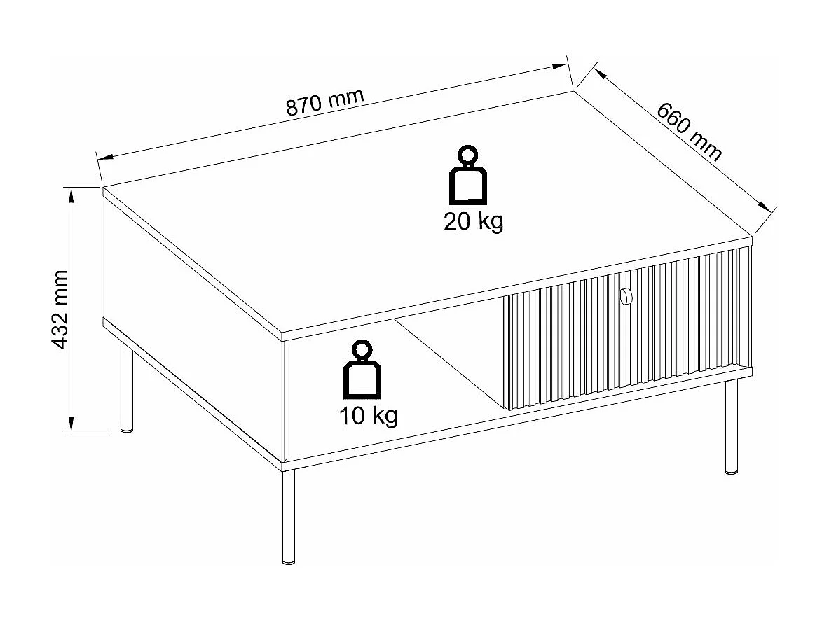 COUCHTISCH Iris grau matt 87 / 66 / 43,2cm