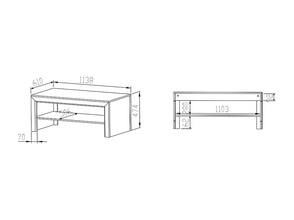 COUCHTISCH Baltica Lefkas Eiche 114 / 61 / 48cm