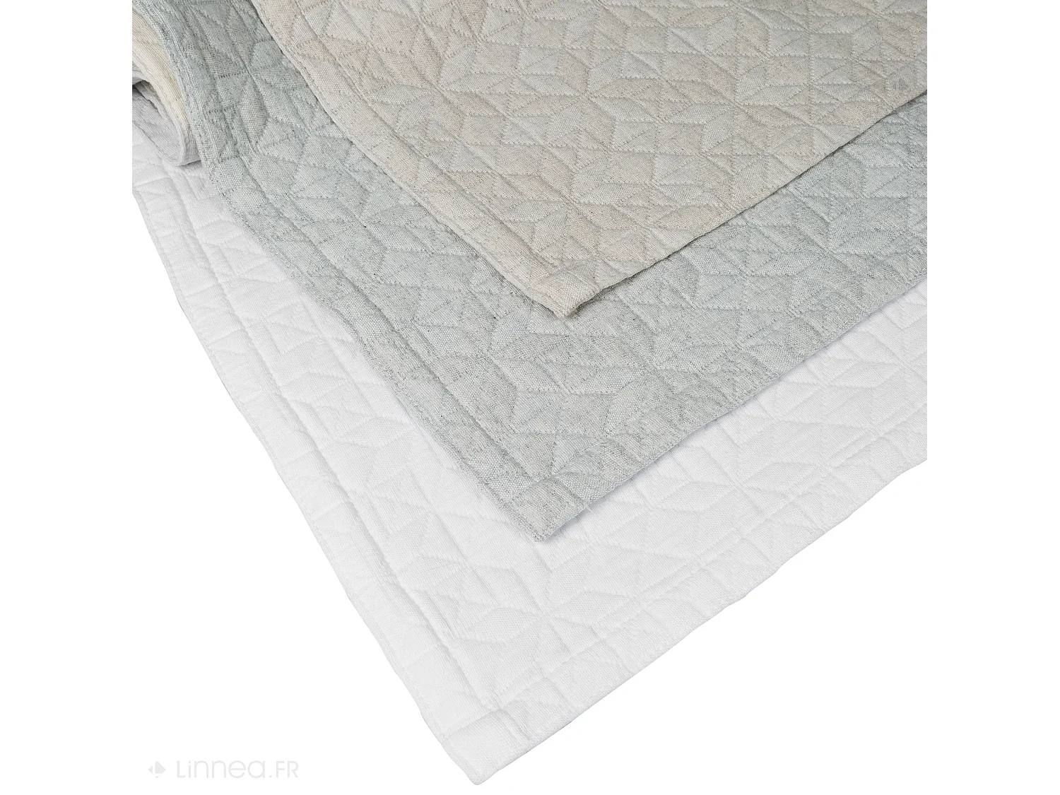 Dessus de lit Jacquard 230x250 cm GUETHARY coton polyester gris perle