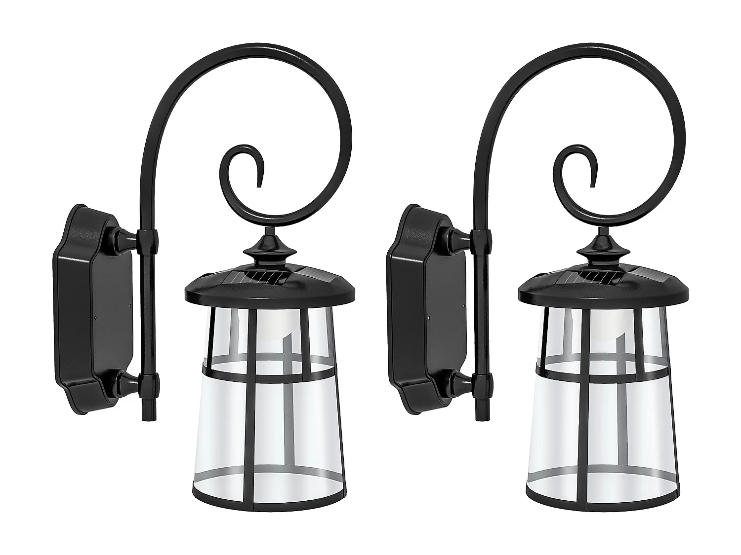 Lot de 2 appliques murales solaires LED extérieures métal ABS noir