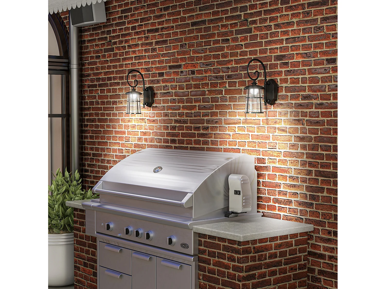 Lot de 2 appliques murales solaires LED extérieures métal ABS noir