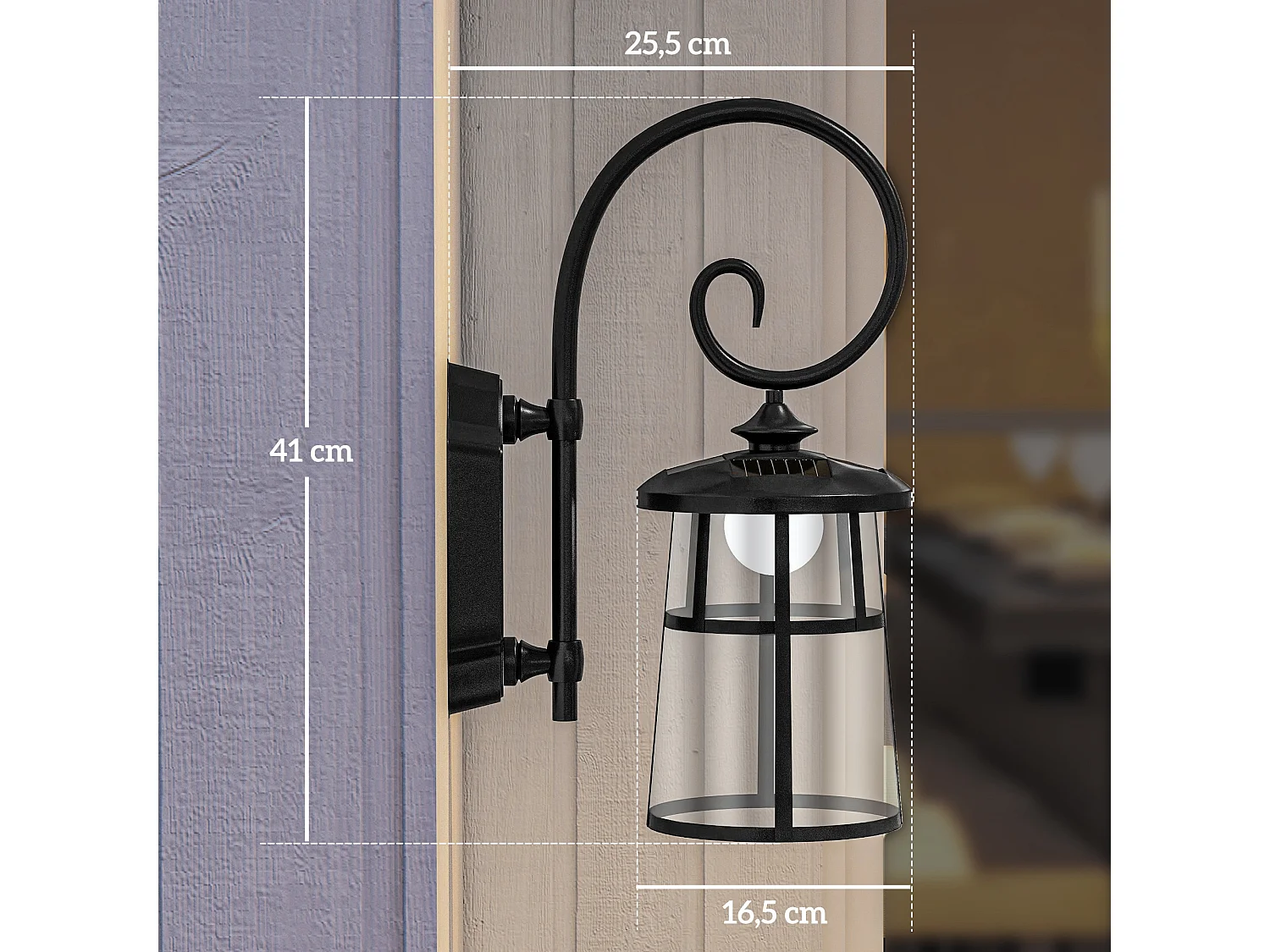 Lot de 2 appliques murales solaires LED extérieures métal ABS noir