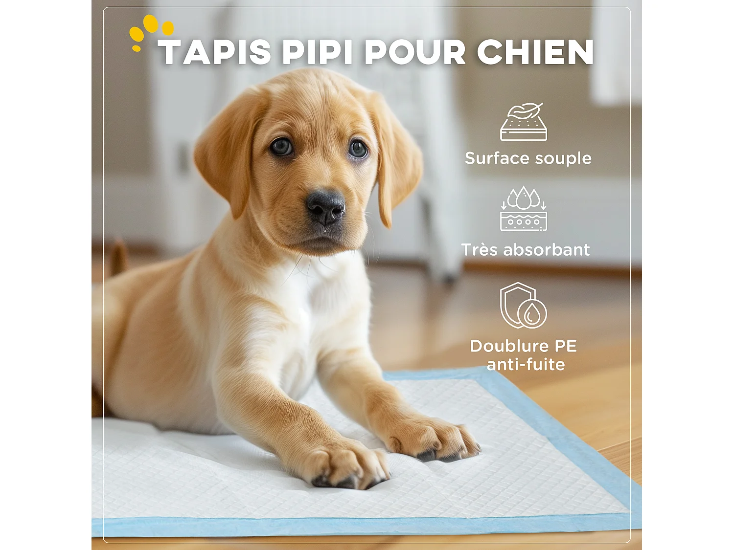 Lot de 80 tapis d'entraînement pour chien, étanche, 6 couches avec surface à séchage rapide, protection, 60 x 60 cm