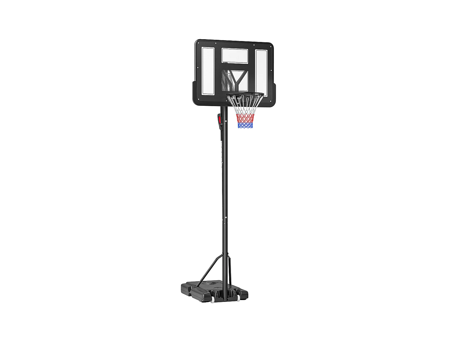 Panier de basket sur pied hauteur réglable 2,35-3,05 m - roulettes, base de lestage - acier PE noir