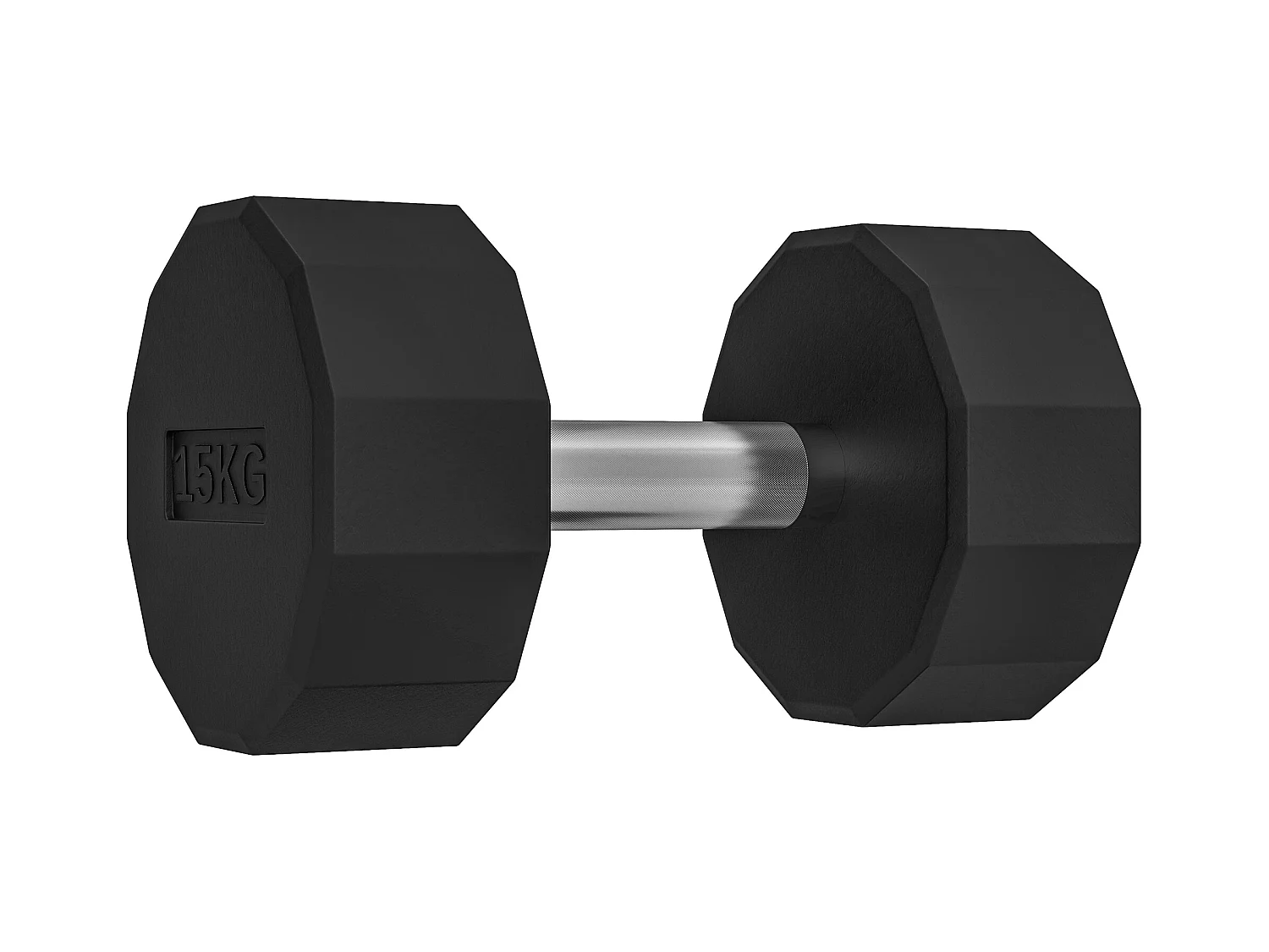 Haltère courte dodécagonale 15 Kg - poignée antidérapante - métal caoutchouc noir