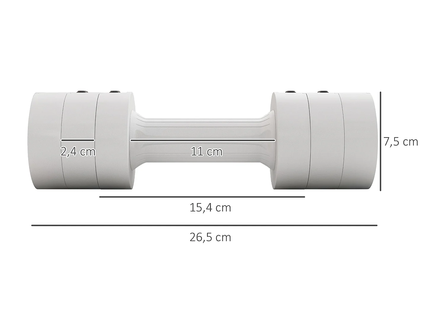 Set de 2 haltères ensemble d'haltères réglables poids total 5 Kg coffre rangement inclus blanc