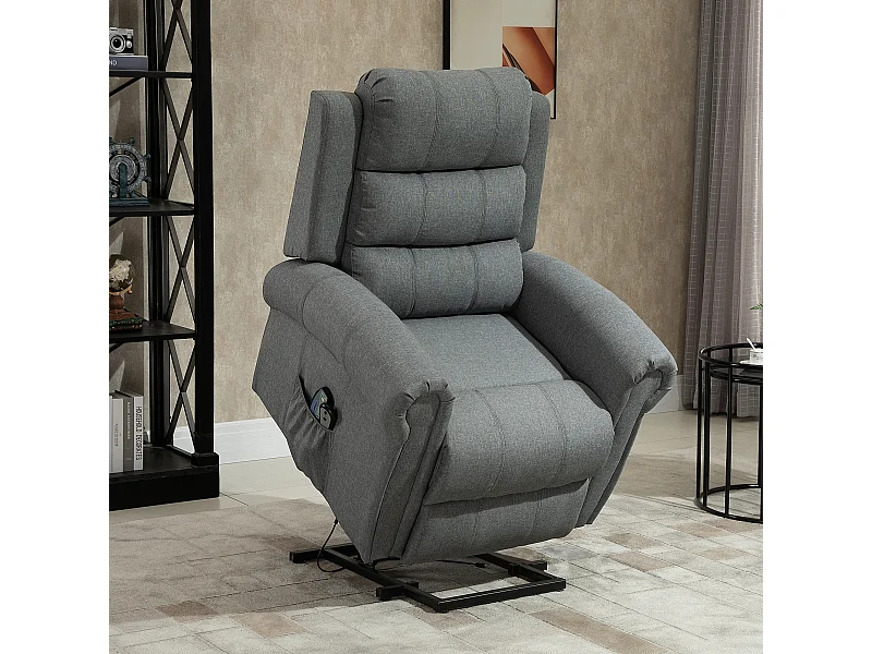 Fauteuil de massage fauteuil releveur électrique inclinaison réglable repose-pied ajustable lin gris chiné