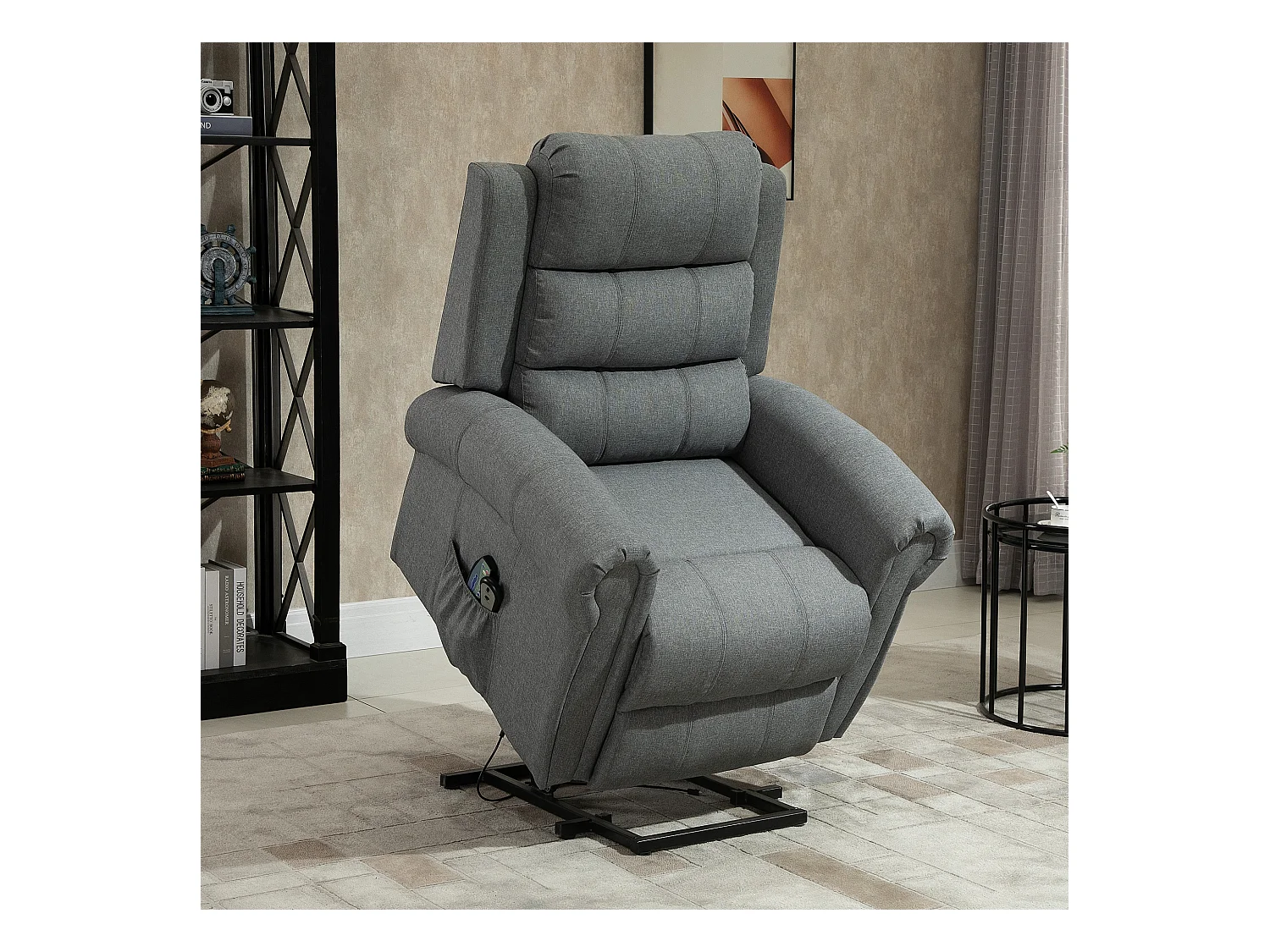 Fauteuil de massage fauteuil releveur électrique inclinaison réglable repose-pied ajustable lin gris chiné