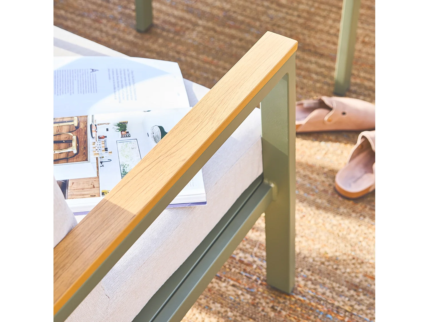 Conjunto de muebles de jardín en aluminio y polywood, 4 plazas verde