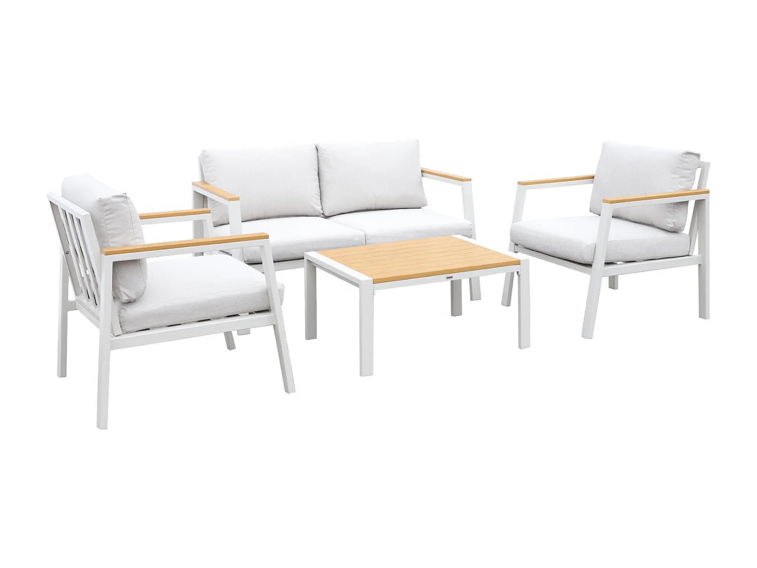 Conjunto de muebles de jardín en aluminio y polywood, 4 plazas blanco