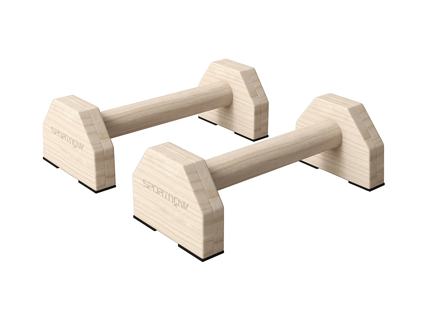 Lot de 2 poignées pour pompe - push-up bars antidérapantes - bois de hêtre